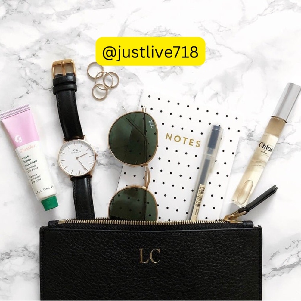 J. Crew Initial LC Black Pouch with Gold Zipper - Picture 6 of 6